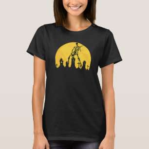 Skeleton Playing Electric Guitar in Spooky Moonlit T-Shirt