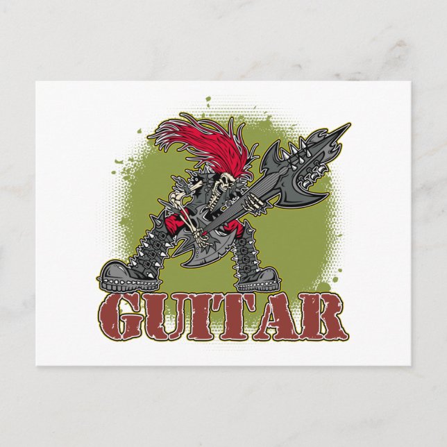 Skeleton Playing Electric Guitar Postcard (Front)