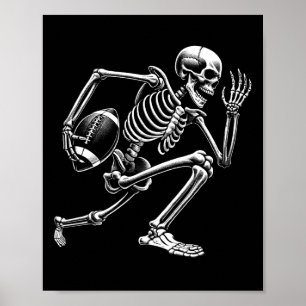 Skeleton Playing Football Halloween Skull Lover  Poster