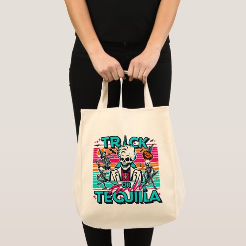 Skeleton playing guitar at a Halloween party Tote Bag