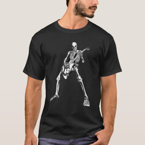 Skeleton Playing Guitar Electric Acoustic Classica T_Shirt