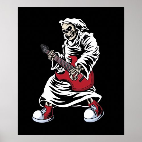 skeleton playing guitar electric Acoustic Poster