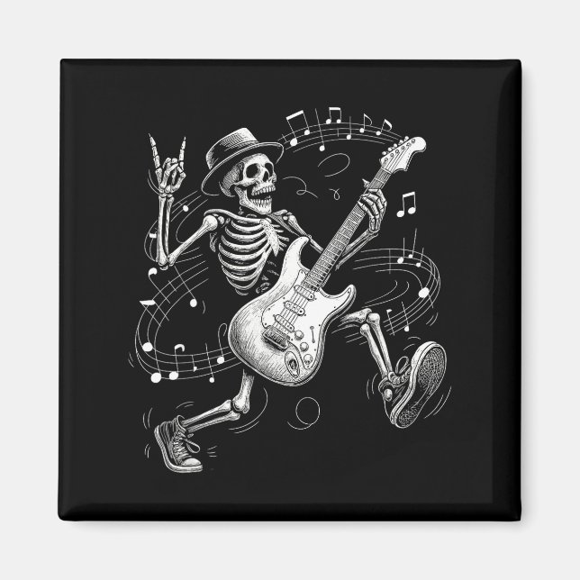 Skeleton Playing Guitar Music For Men Women Rock B Magnet (Front)