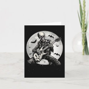Skeleton Playing Guitar Punk Rock Music Halloween Card