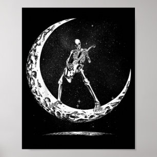 Skeleton Playing Guitar Rock And Roll Band For Men Poster
