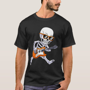 Skeleton Playing Guitar Rock And Roll Boys Kids T-Shirt