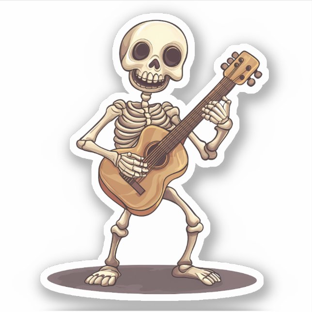 Skeleton Playing Guitar Sticker (Front)