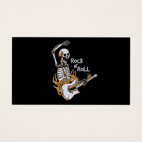Skeleton playing guitar with fire