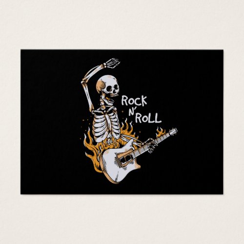 Skeleton playing guitar with fire