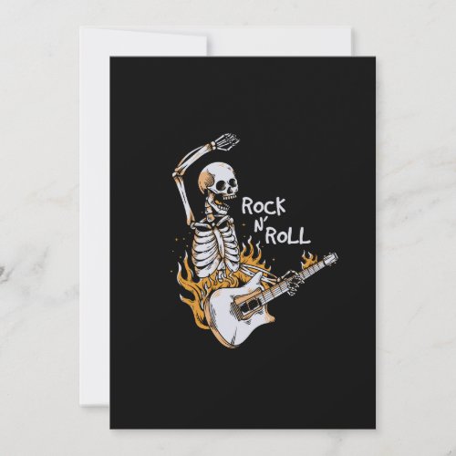 Skeleton playing guitar with fire thank you card