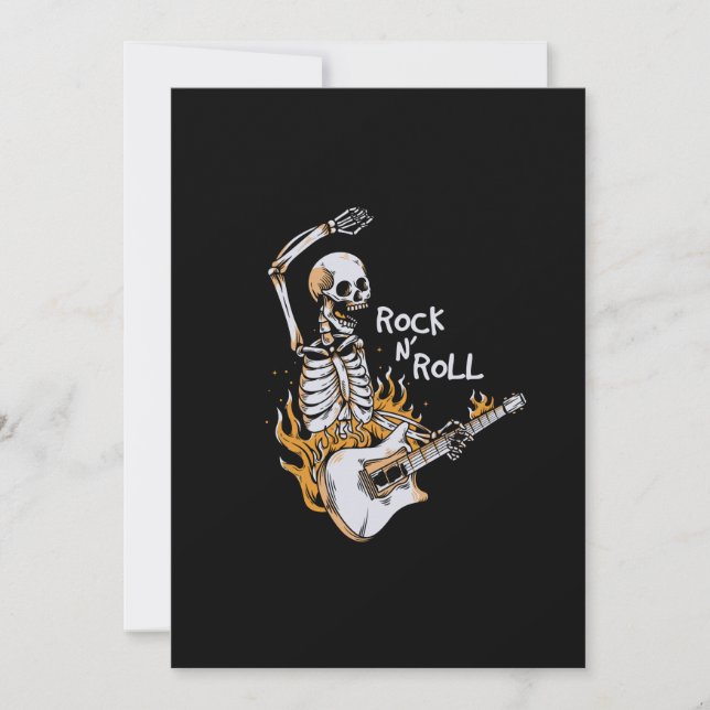 Skeleton playing guitar with fire thank you card (Front)