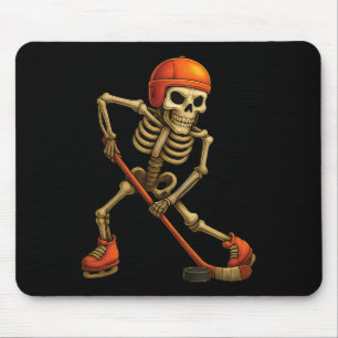 Skeleton Playing Ice Hockey Player Halloween Costu Mouse Pad