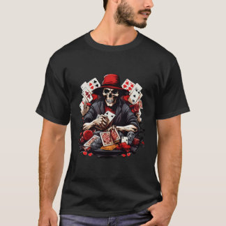 Skeleton Playing Poker Design Poker T-Shirt