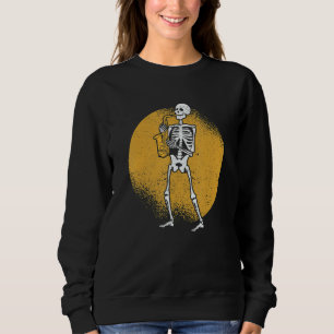 Skeleton Playing Saxophone Jazz Halloween Music Sp Sweatshirt