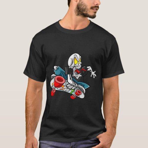 Skeleton playing skateboard Skateboarding Roller  T_Shirt