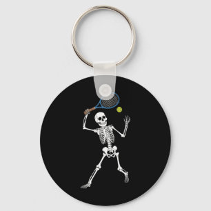 Skeleton Playing Tennis Lovers Spooky Halloween Pl Keychain