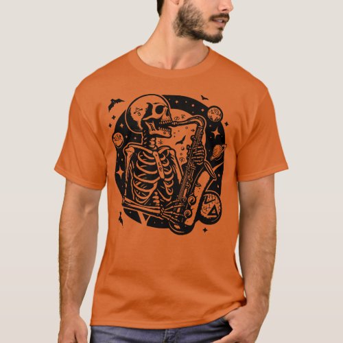skeleton playing the saxophone T_Shirt