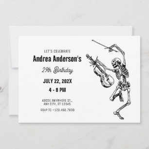 Skeleton playing violin Music birthday Invitation