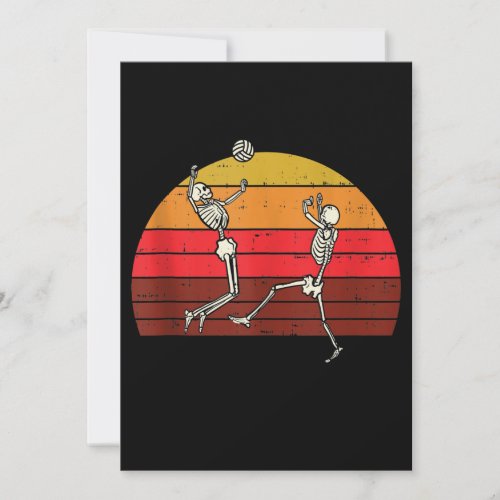 Skeleton Playing Volleyball Retro Halloween 2020 Holiday Card
