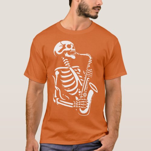 skeleton plays saxophone 2 T_Shirt