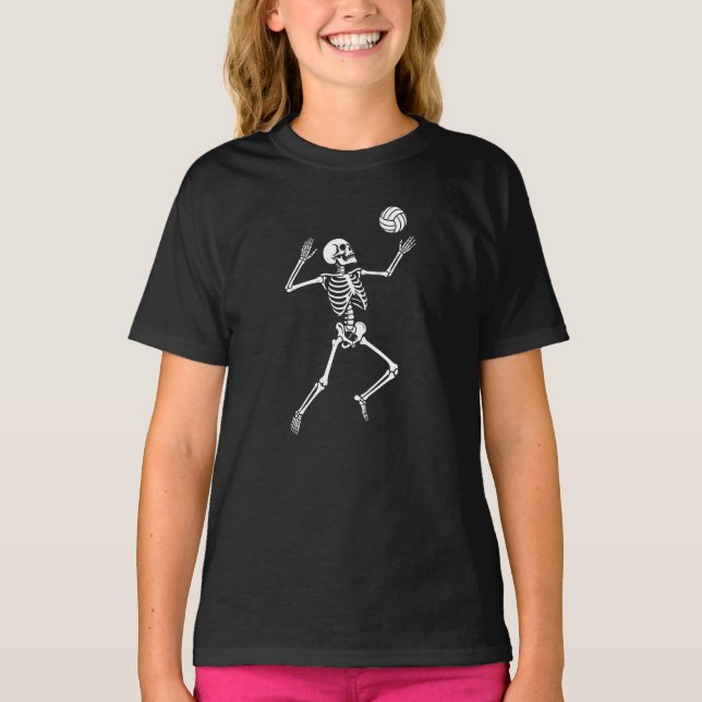 skeleton plays volleyball  T-Shirt (Front)