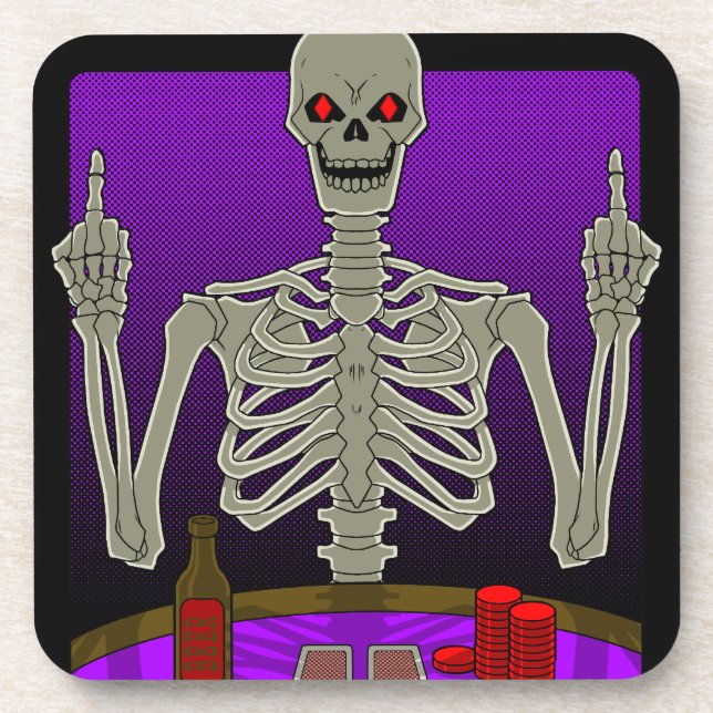 Skeleton Poker Flip Coaster (Front)