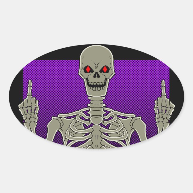 Skeleton Poker Flip Oval Sticker (Front)