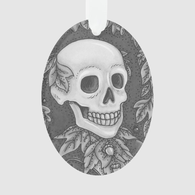 SKELETON PORTRAIT GOTHIC SKULL ORNAMENT Oval (Front)
