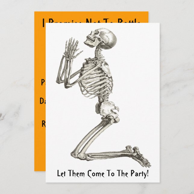 Skeleton Praying Halloween Invitation (Front/Back)