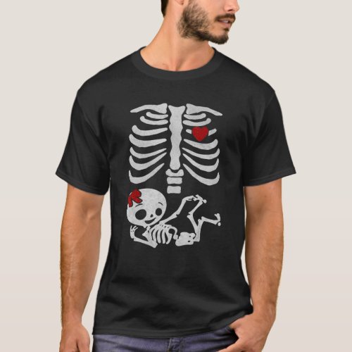 Skeleton Pregnancy Announcement Baby Girl XRay Hal T_Shirt