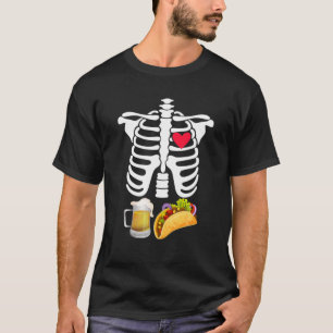 Skeleton Pregnancy Beer Tacos X-Ray Halloween Cost T-Shirt