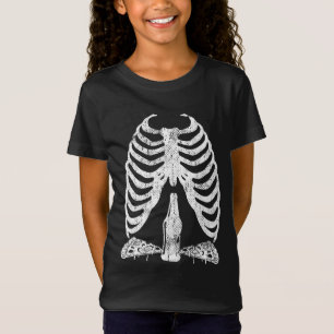 Skeleton Pregnancy Pizza Beer X-Ray Halloween T-Shirt