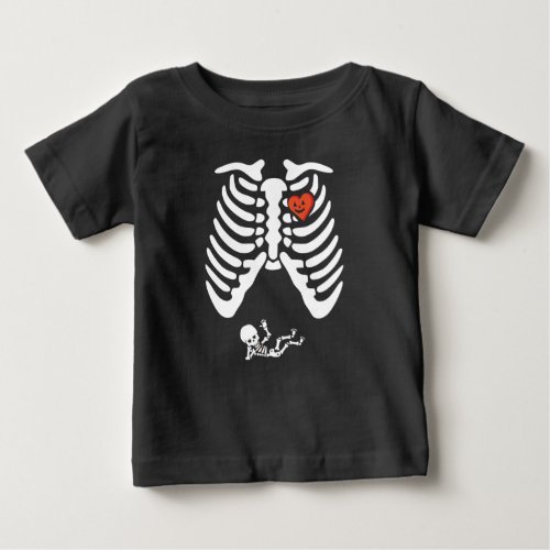 Skeleton pregnancy spooky Halloween pumpkin baby Baby T_Shirt