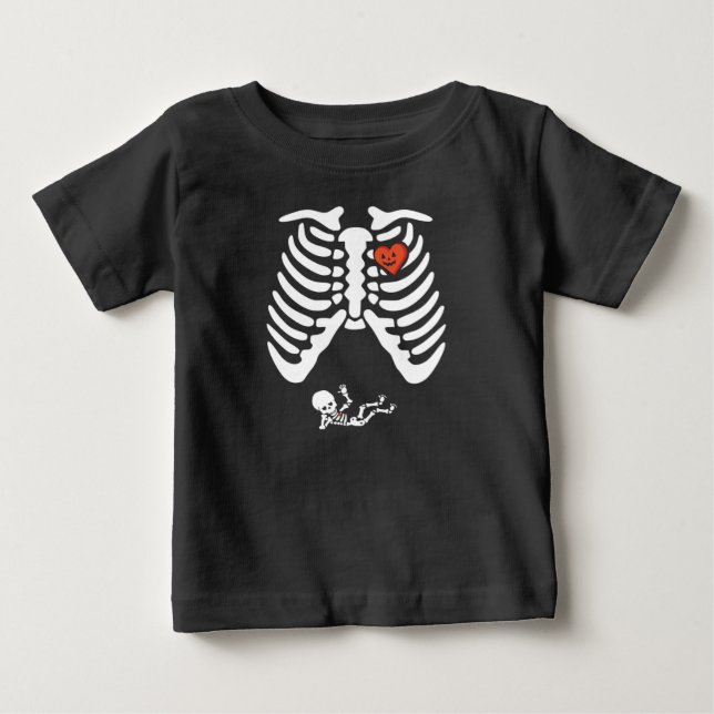 Skeleton pregnancy spooky Halloween pumpkin baby Baby T-Shirt (Front)