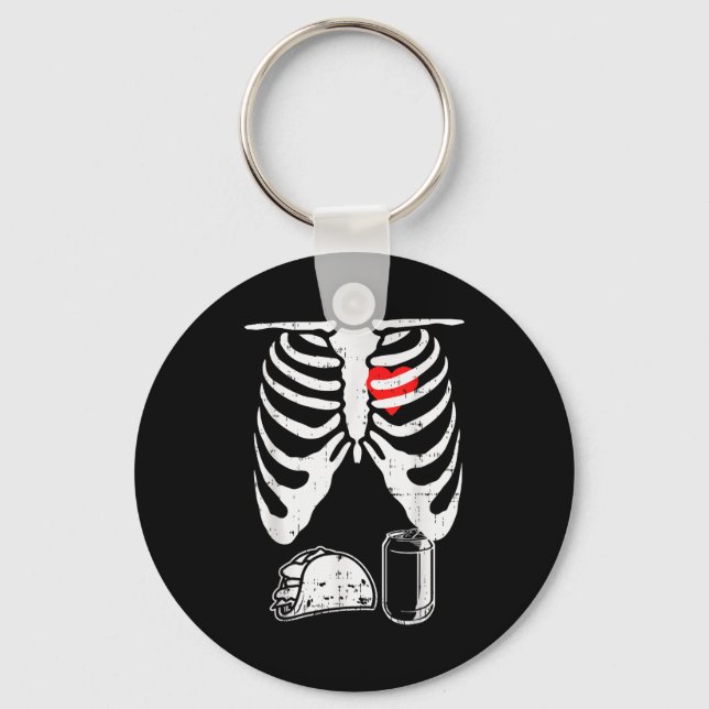 Skeleton Pregnancy Taco Beer Xray Halloween Soon D Keychain (Front)