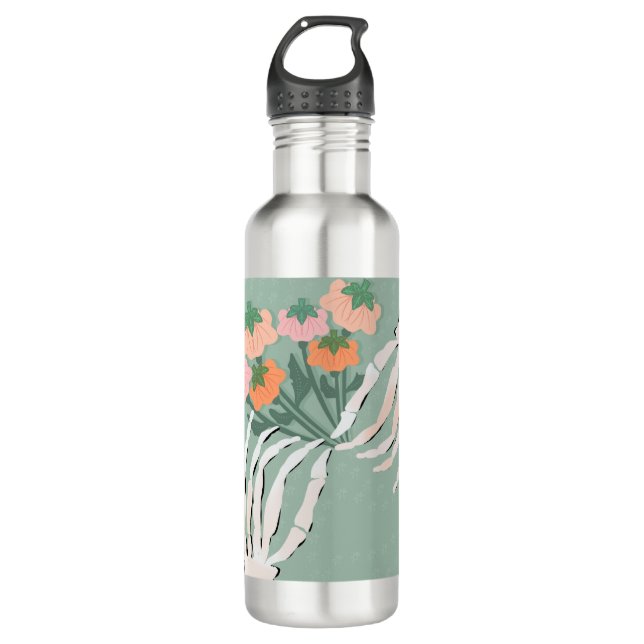 Skeleton Pumpkin Bouquet Halloween    Stainless Steel Water Bottle (Front)