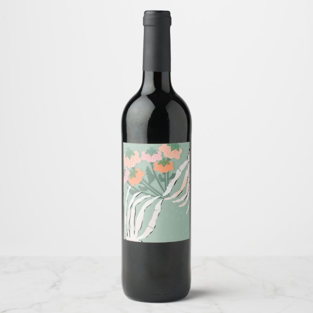 Skeleton Pumpkin Bouquet Halloween   Wine Label (Front)