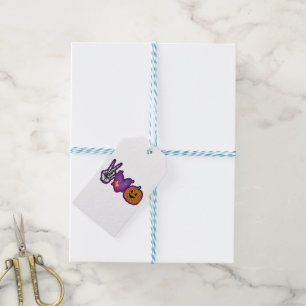 Skeleton Pumpkin Peace Love Halloween Gift Tags