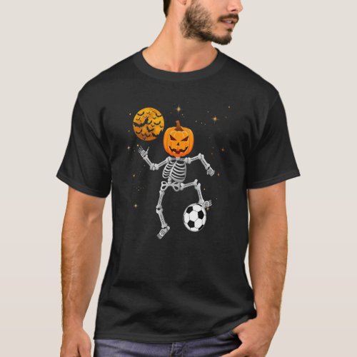 Skeleton Pumpkin Soccer Halloween Boys Girls Kids  T_Shirt