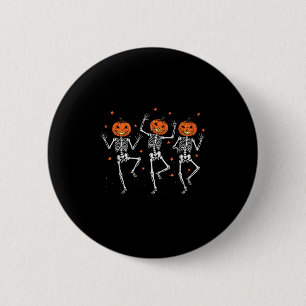Skeleton Pumpkin Spooky Dancing Halloween Dance Co Button