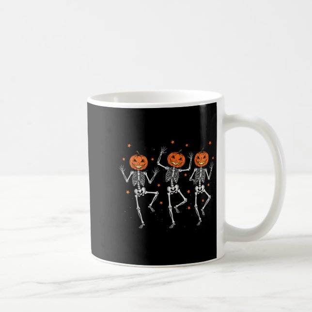 Skeleton Pumpkin Spooky Dancing Halloween Dance Co Coffee Mug (Right)