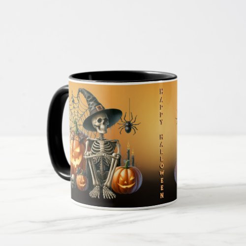 Skeleton Pumpkins Halloween Mug