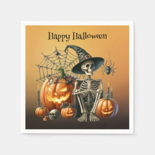 Skeleton Pumpkins Halloween Napkins