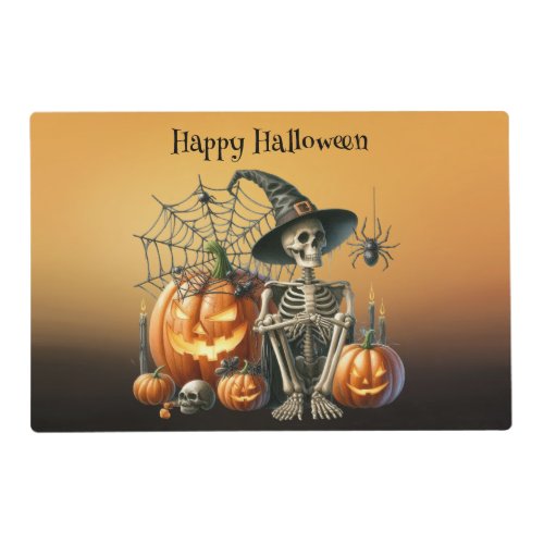 Skeleton Pumpkins Halloween Placemat
