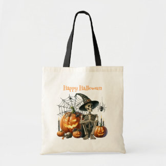Skeleton Pumpkins Halloween Tote Bag