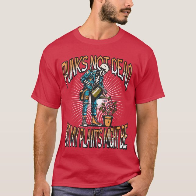Skeleton Punk Rock Gardener Halloween Gardening 1  T-Shirt (Front)