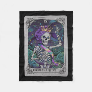 Skeleton Queen Tarot Card Gothic Witchy Halloween Fleece Blanket