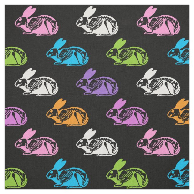 Skeleton Rabbits Pattern Fabric (Swatch)