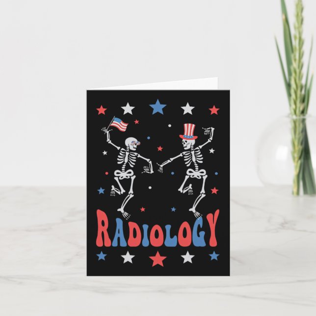 Skeleton Radiology X-ray Tech Patriotic 4th Of Jul Card (Front)