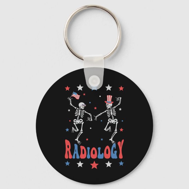 Skeleton Radiology X-ray Tech Patriotic 4th Of Jul Keychain (Front)